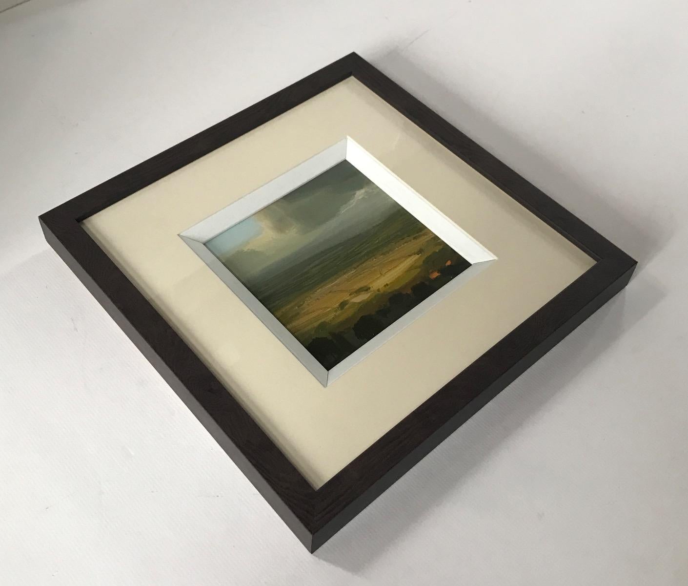 Moving Cloud, Original painting, Landscape, Nature, Birds view, Lake, Hills  For Sale 1