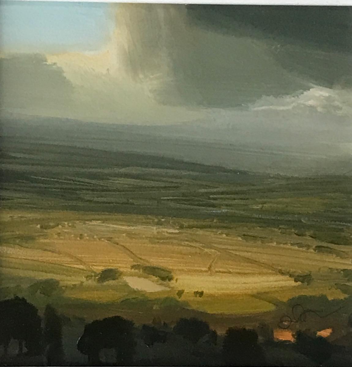 Moving Cloud, Original painting, Landscape, Nature, Birds view, Lake, Hills  For Sale 2