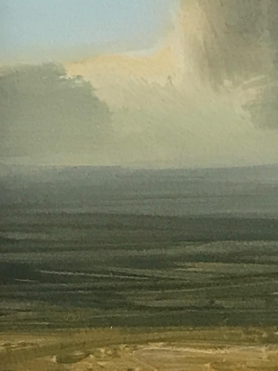 Moving Cloud, Original painting, Landscape, Nature, Birds view, Lake, Hills  For Sale 4