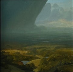 Under Cloud, Original painting, Landscape, Nature, Birds view, Lake, Hills 