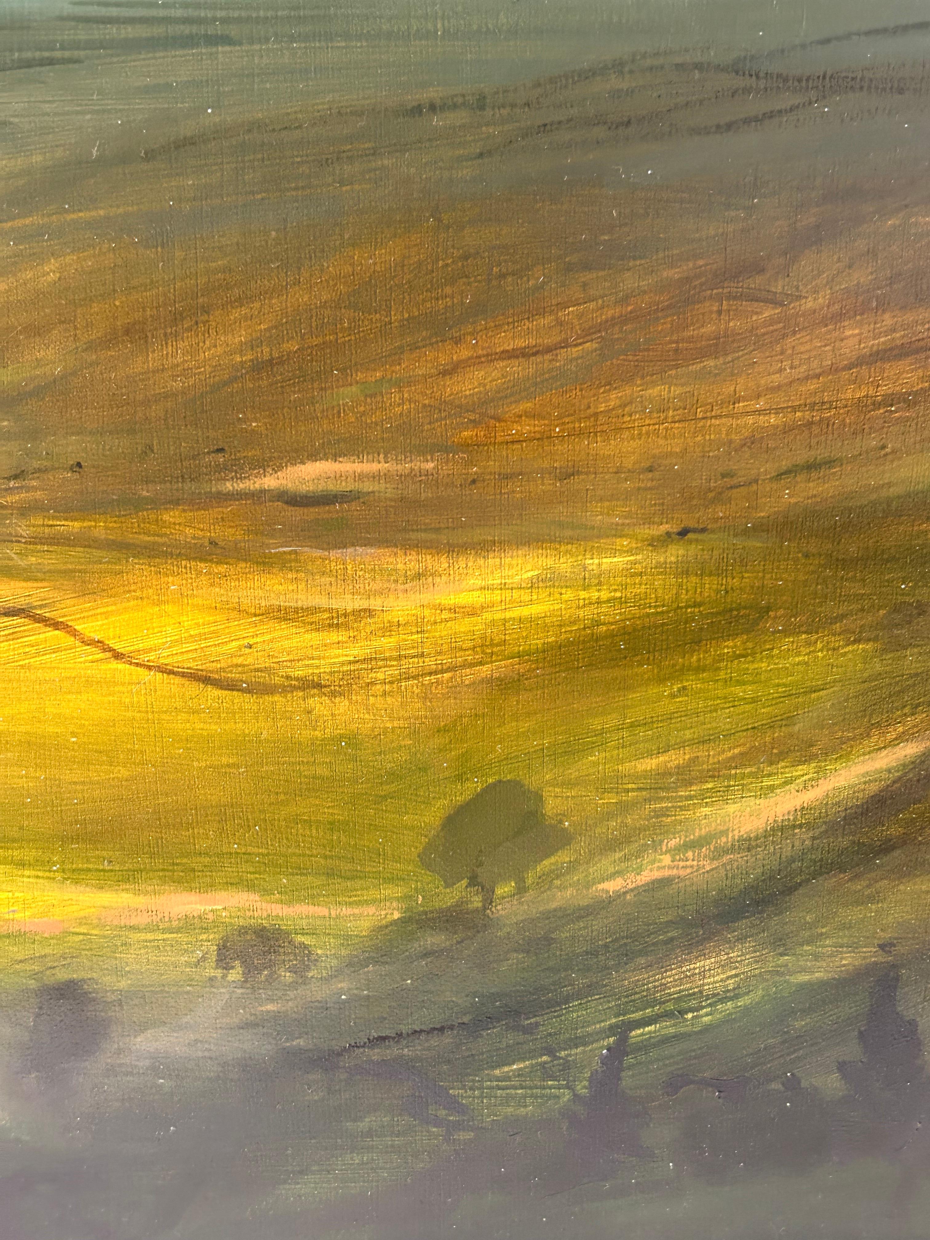 Vista desde lo alto de un valle, Pintura original, Paisaje, Naturaleza, Cielo, Tiempo, Paisaje 7