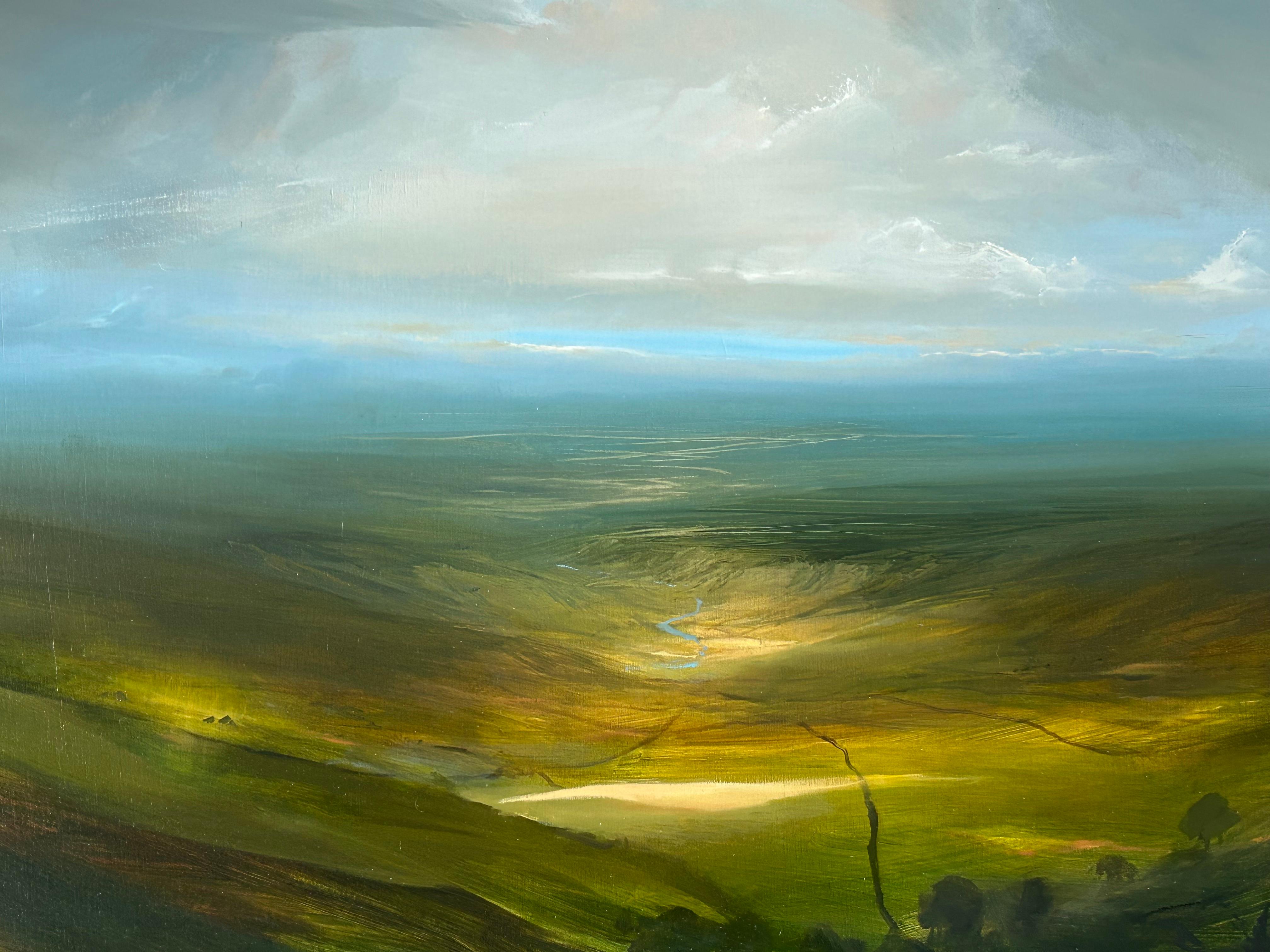 Vista desde lo alto de un valle, Pintura original, Paisaje, Naturaleza, Cielo, Tiempo, Paisaje 11