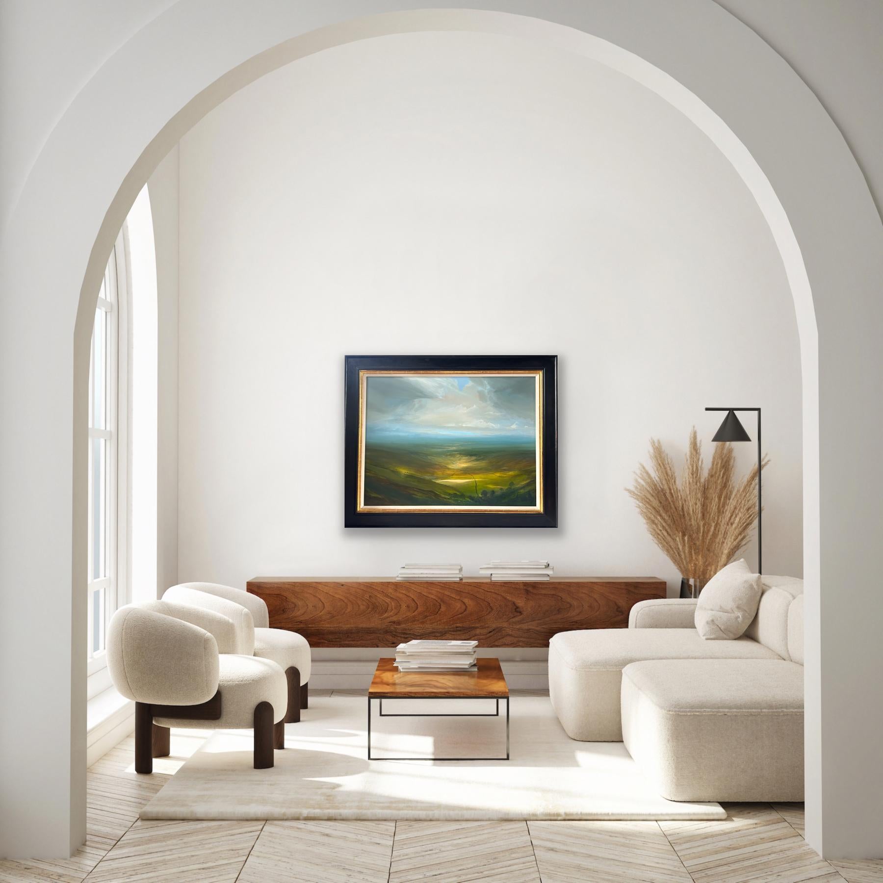 Vista desde lo alto de un valle, Pintura original, Paisaje, Naturaleza, Cielo, Tiempo, Paisaje 13