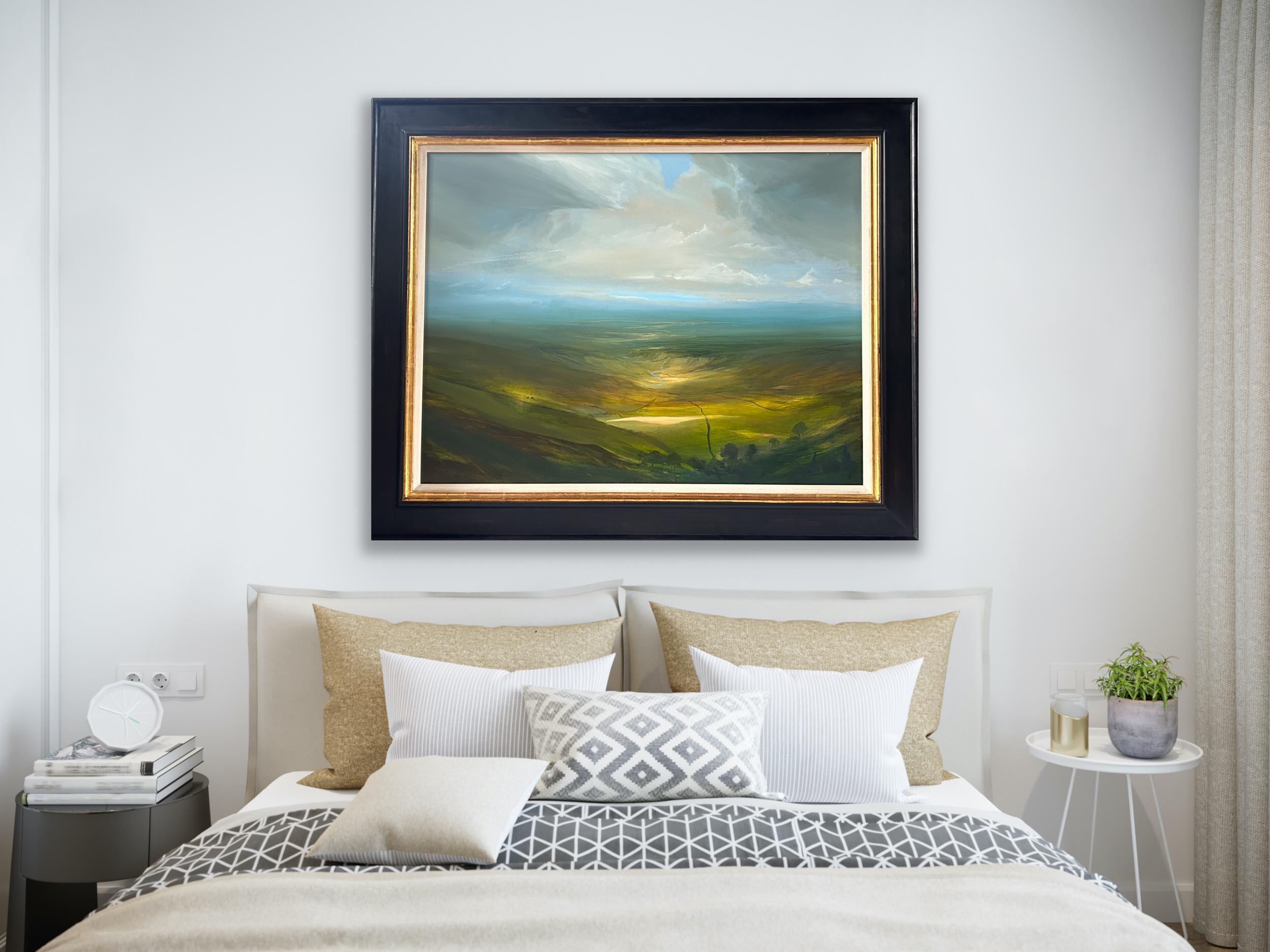 Vista desde lo alto de un valle, Pintura original, Paisaje, Naturaleza, Cielo, Tiempo, Paisaje 2