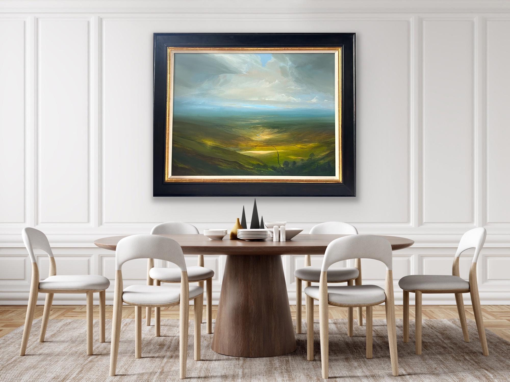 Vista desde lo alto de un valle, Pintura original, Paisaje, Naturaleza, Cielo, Tiempo, Paisaje 4