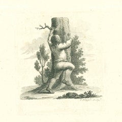 A Boy Climbing a Tree - Original Etching by James Neagle - 1810