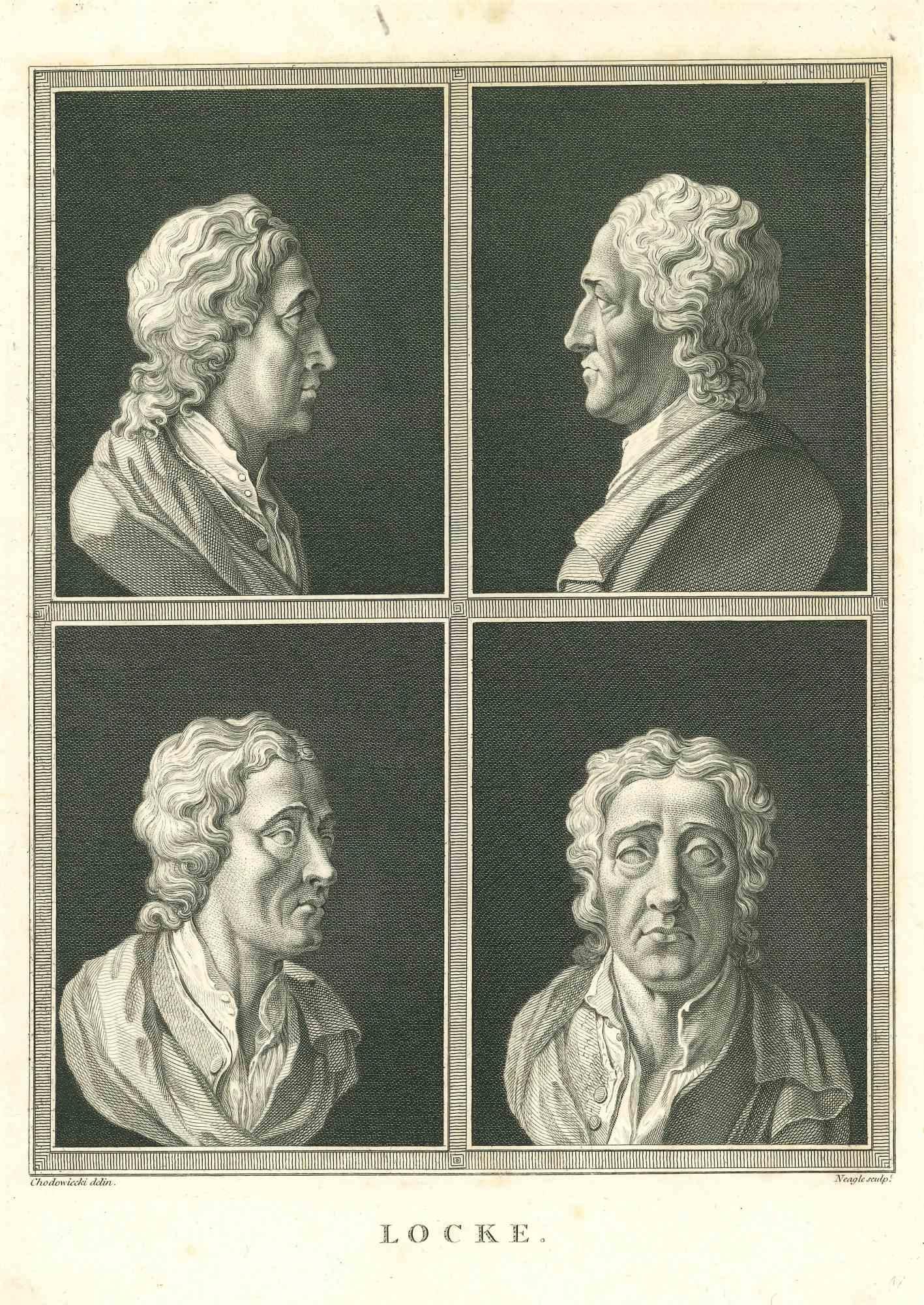 Heads of John Locke - Original Etching by James Neagle - 1810