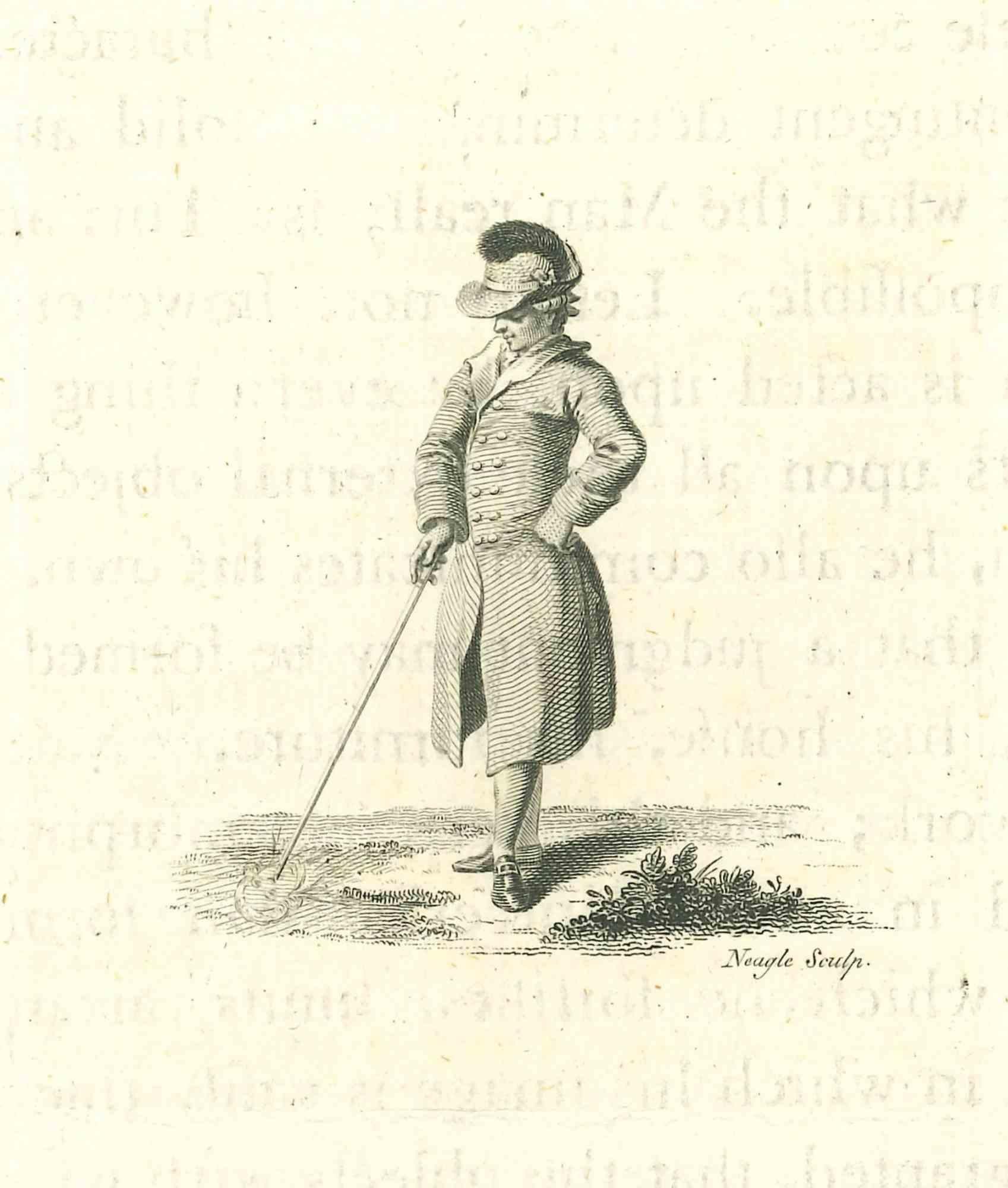 Portrait of Gentleman - Original Etching by James Neagle - 1810