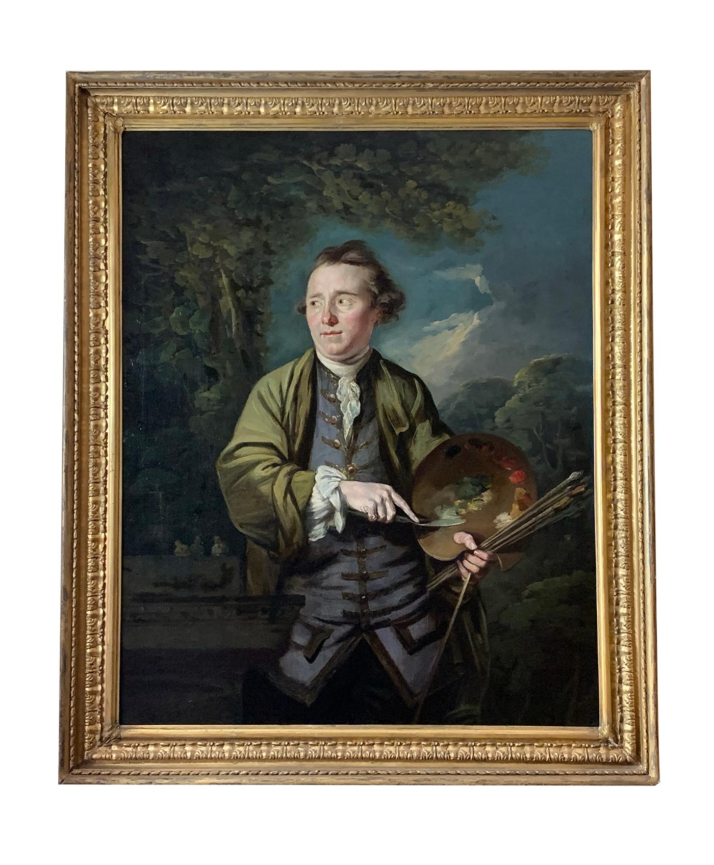 Attributed to James Northcote  Portrait Painting - 18th Century English Romantic School Portrait of an Artist in a Green Jacket.