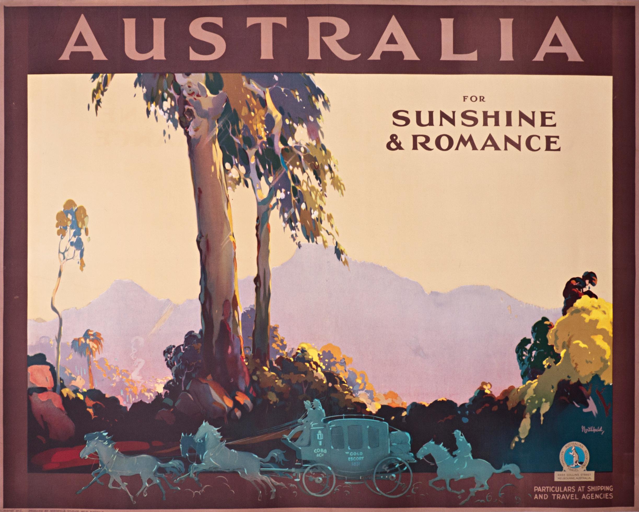 "Australia for Sunshine and Romance" Vintage Original Travel Poster 1936 - Print by James Northfield
