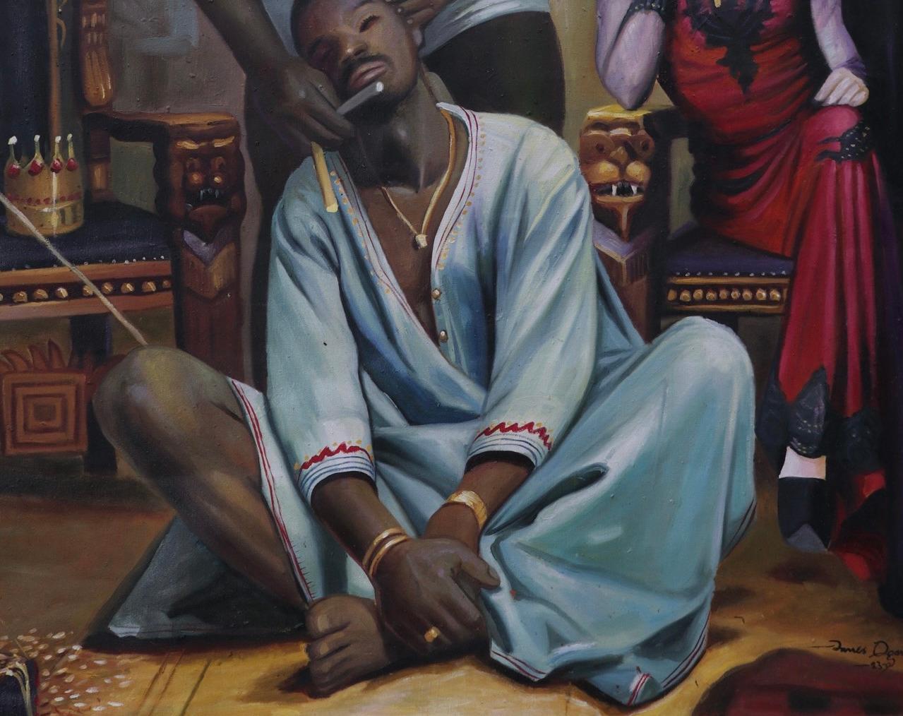 King Be Shaved - Expressionist Painting by James Ogamba Tochukwu