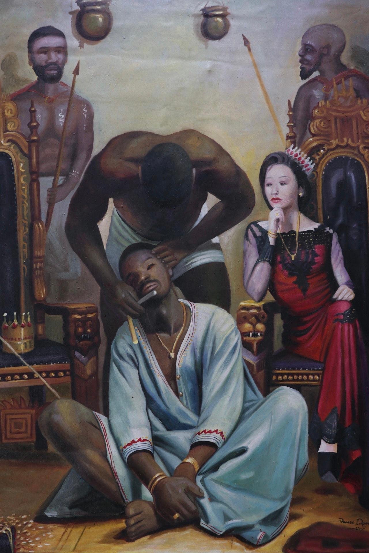 James Ogamba Tochukwu Figurative Painting - King Be Shaved