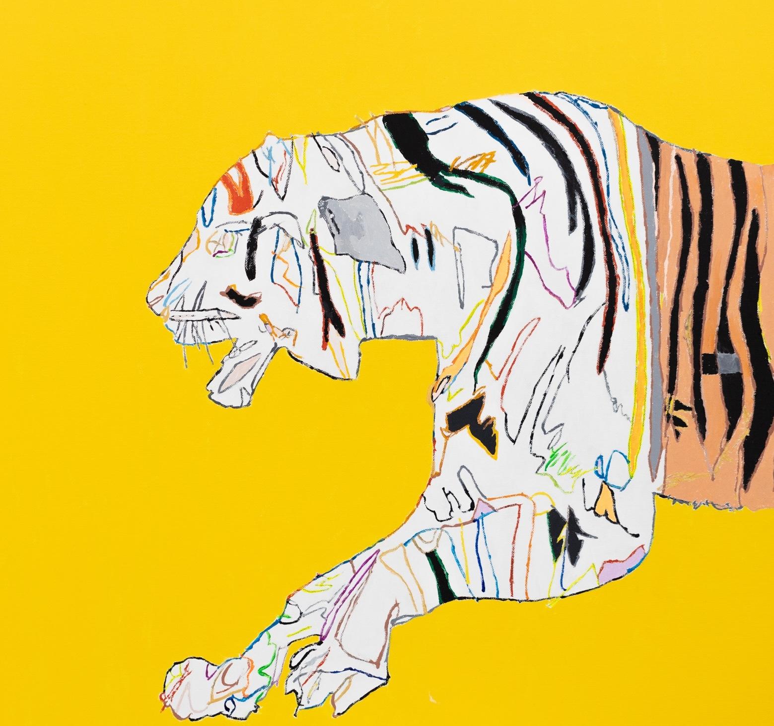 Abstraktes Tigermotiv „Tigress in Transition“, Acryl auf Leinwand im Angebot 3