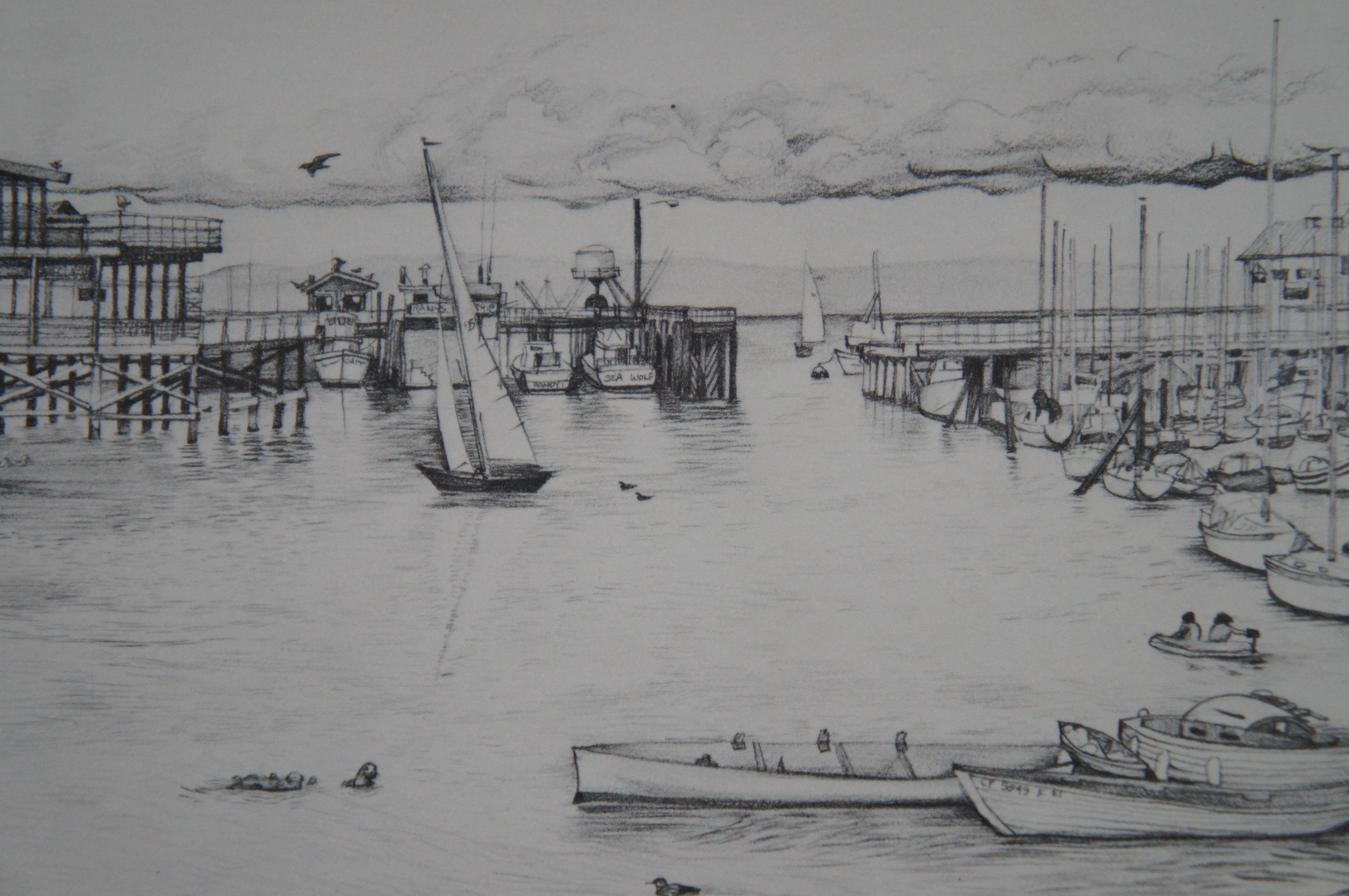 James Orlando Ogle Monterey Bay Harbor House Seascape Lithograph Print 23