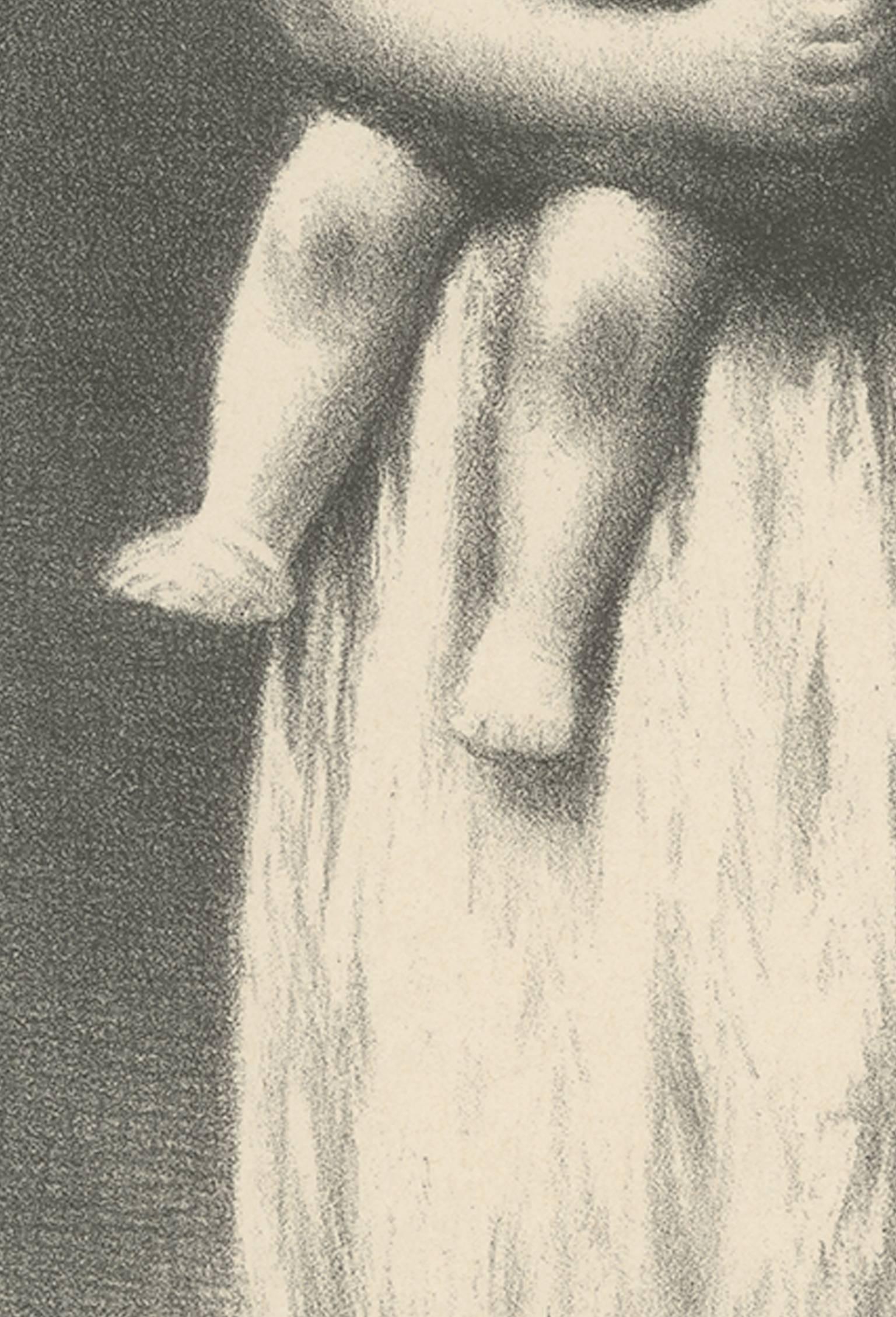 Stampa litografica del XX secolo soggetto bambino bambola realistica firmata - Figurative Print Beige di James Ormsbee Chapin