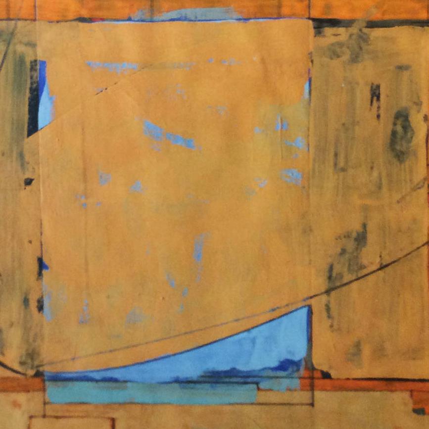 Oct. 15 (IV) (Abstract Mixed Media in Orange and Blue) For Sale 2