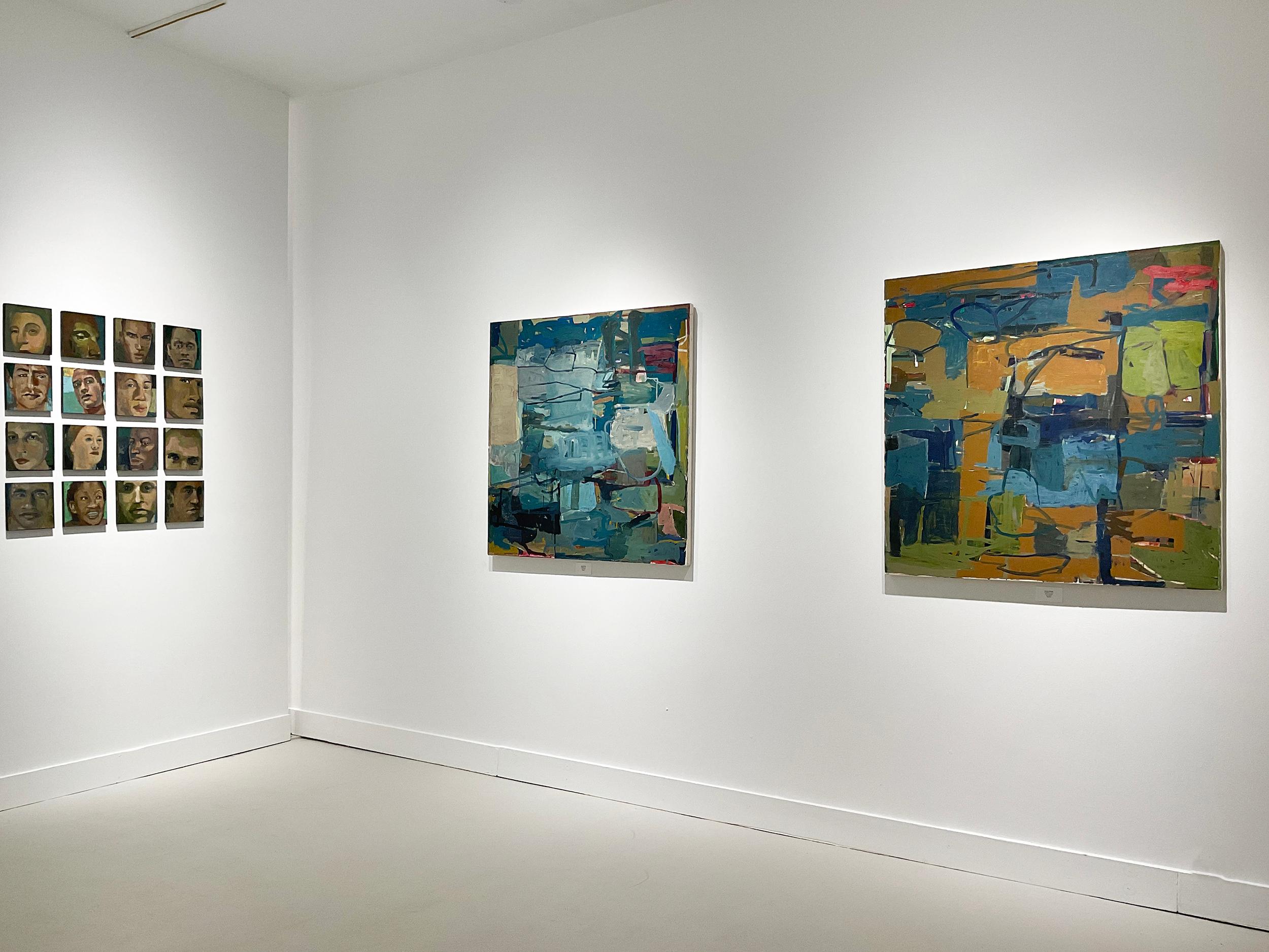 Acreage (Abstraktes expressionistisches Gemälde in Blau- und Taupetönen, Öl auf Leinwand) im Angebot 1