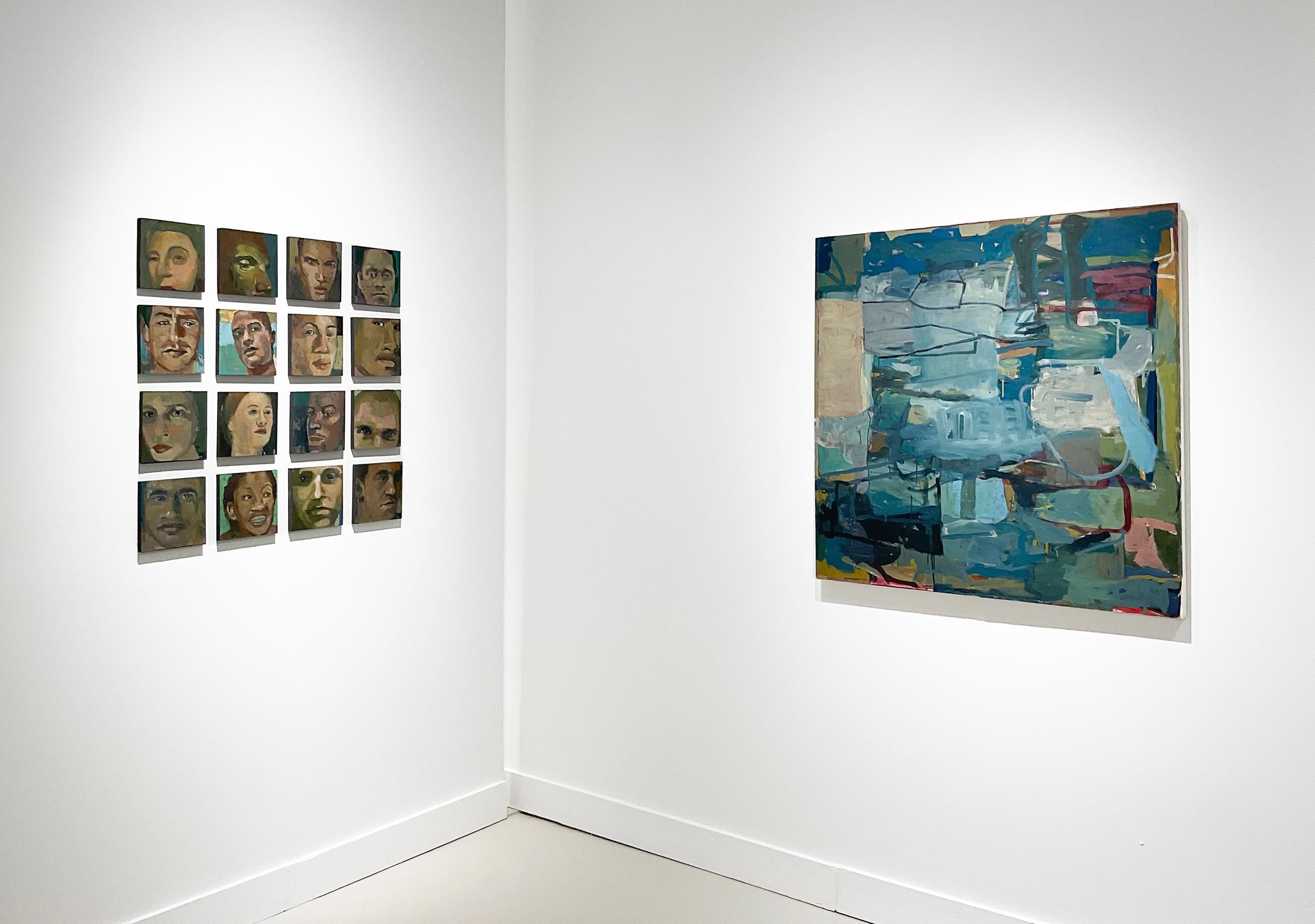 Acreage (Abstraktes expressionistisches Gemälde in Blau- und Taupetönen, Öl auf Leinwand) im Angebot 3