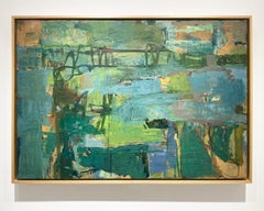 Bridge (Abstract Painting in Blue & Green by James O'Shea)