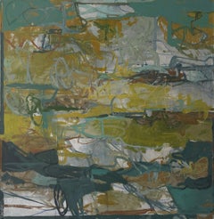 Corlear's (Abstract Oil Painting on Canvas in Green, Blue & Grey)