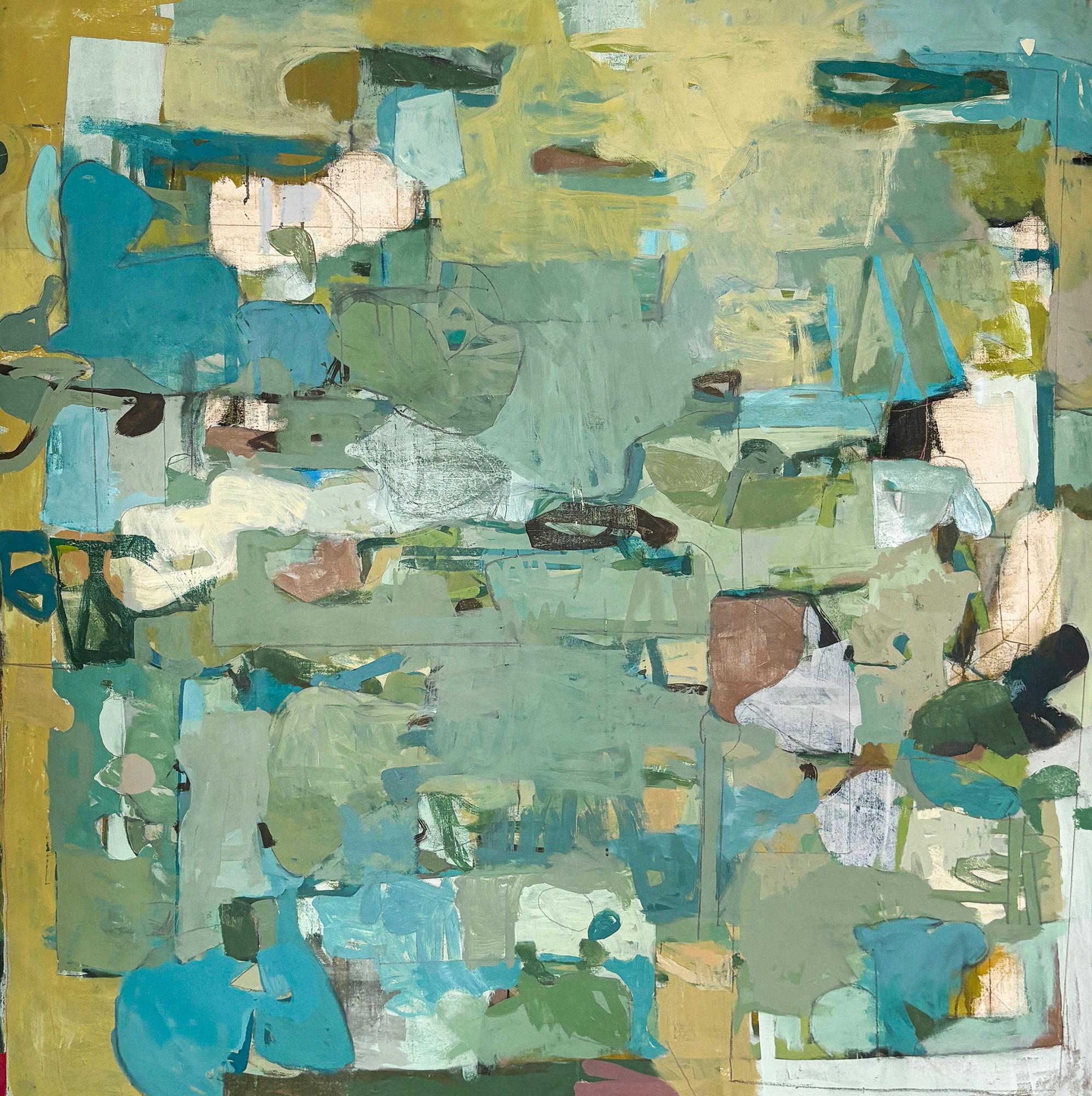 Prato (Large Abstract Painting on Canvas in Blue & Green)