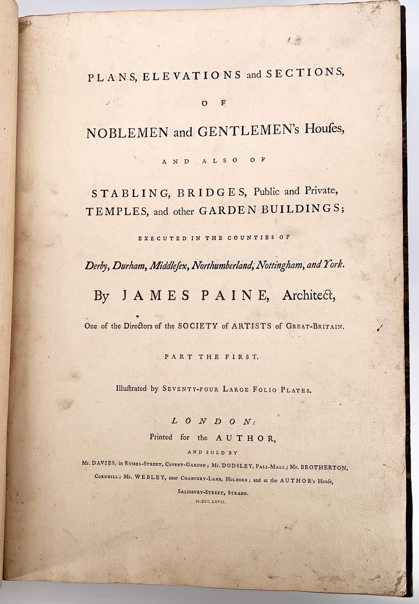 Anglais James Paine - Plans, élévations et coupes de maisons de nobles et de gentilshommes en vente