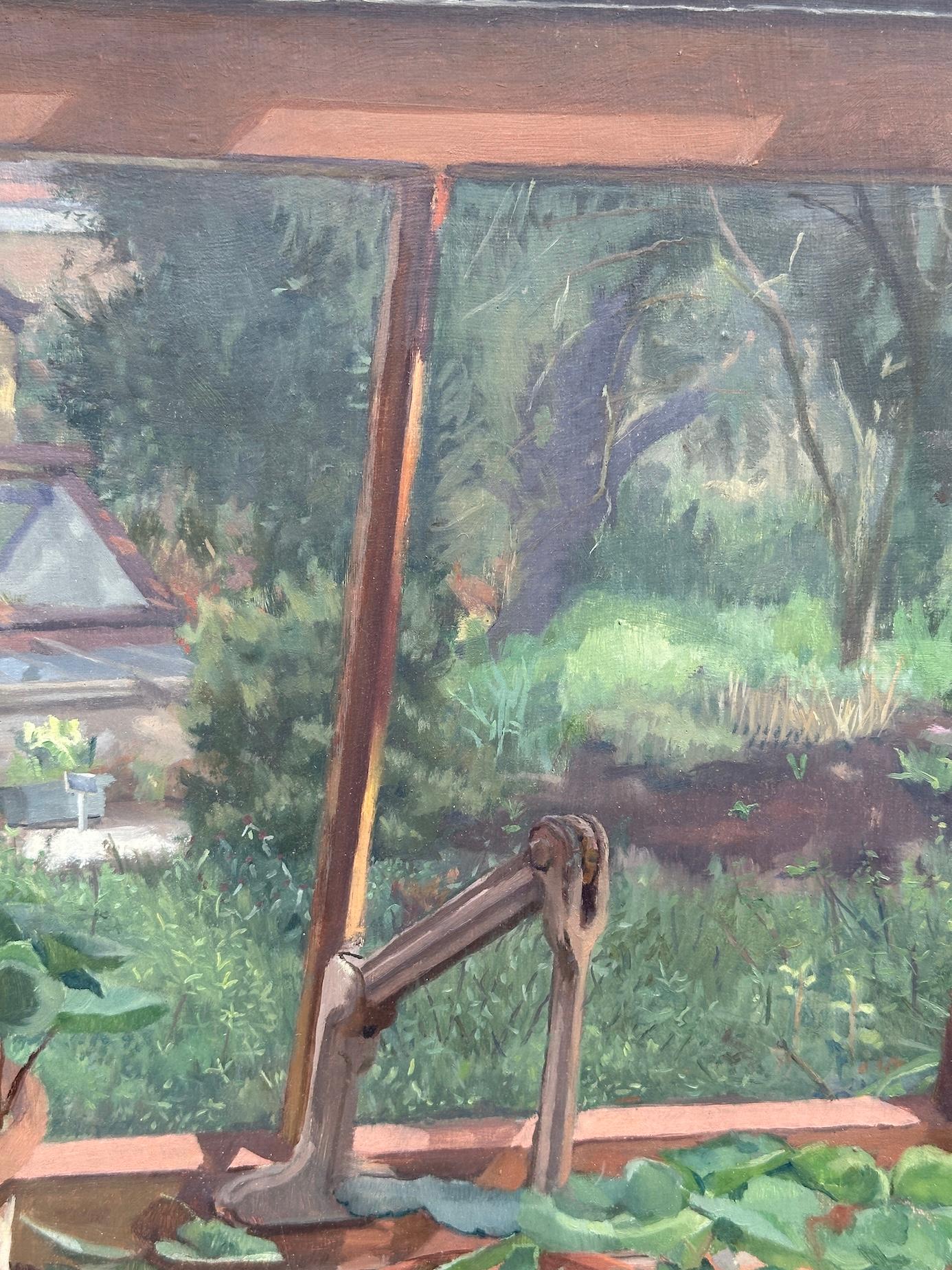 20th century British/English Impressionist of a greenhouse interior with plants For Sale 1