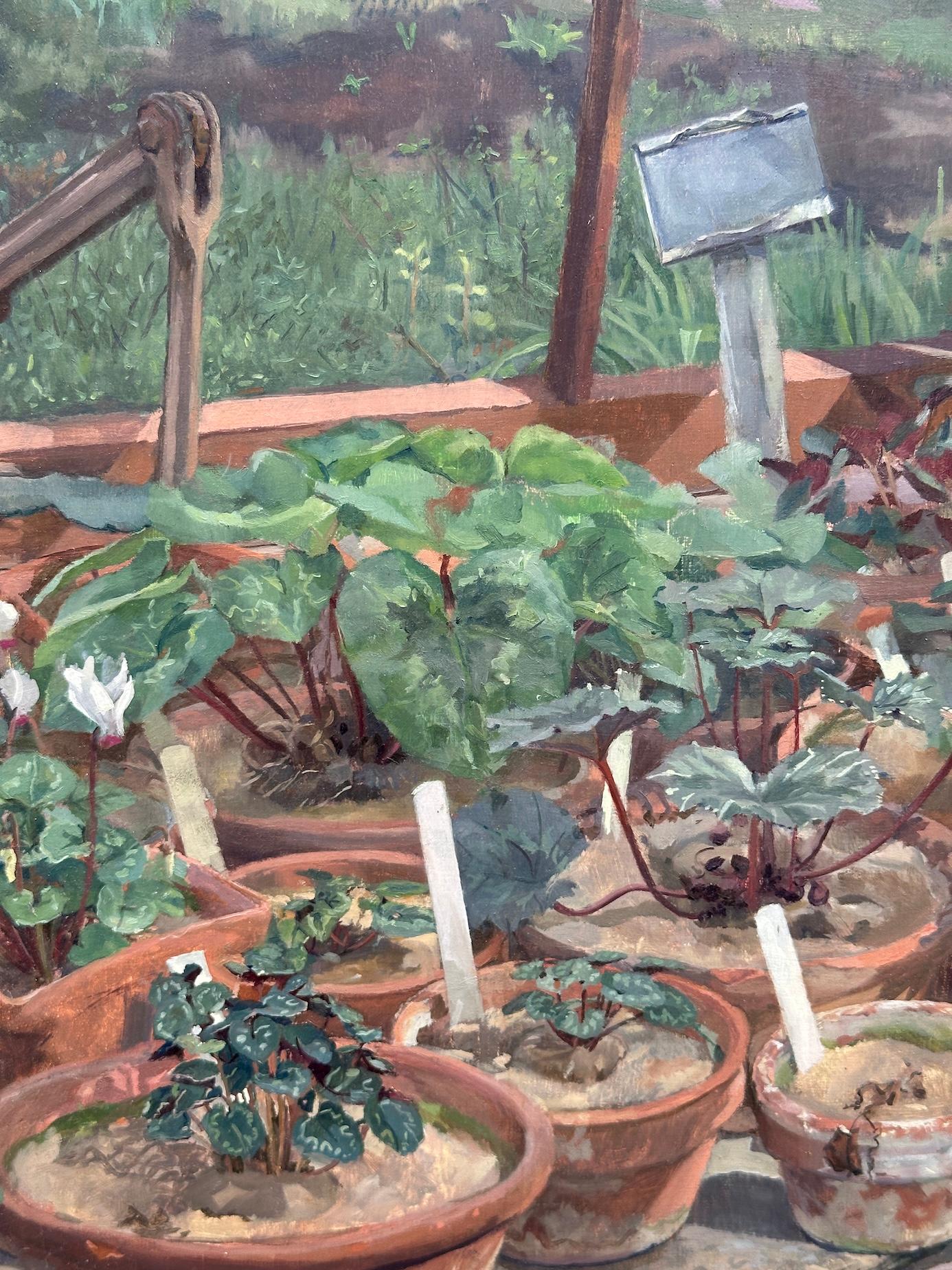 20th century British/English Impressionist of a greenhouse interior with plants For Sale 2