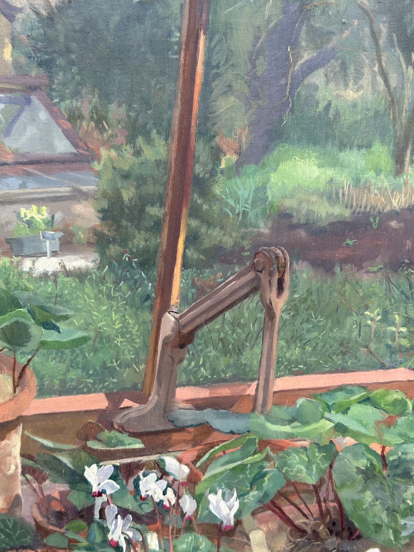 20th century British/English Impressionist of a greenhouse interior with plants For Sale 3