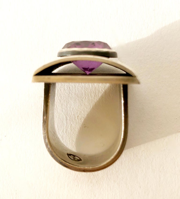 James Parker Sterling Silver Amethyst San Diego Modernist Gentlemens