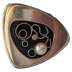 James Parker Modernistischer Ring aus Sterlingsilber mit Perlen, San Diego, Kalifornien