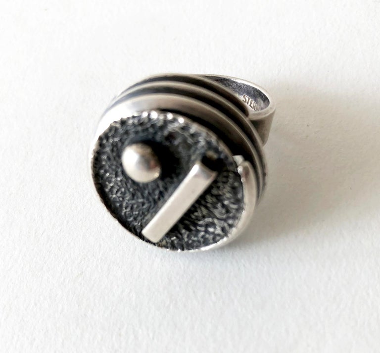 James Parker Sterling Silver San Diego Geometric Modernist Ring For