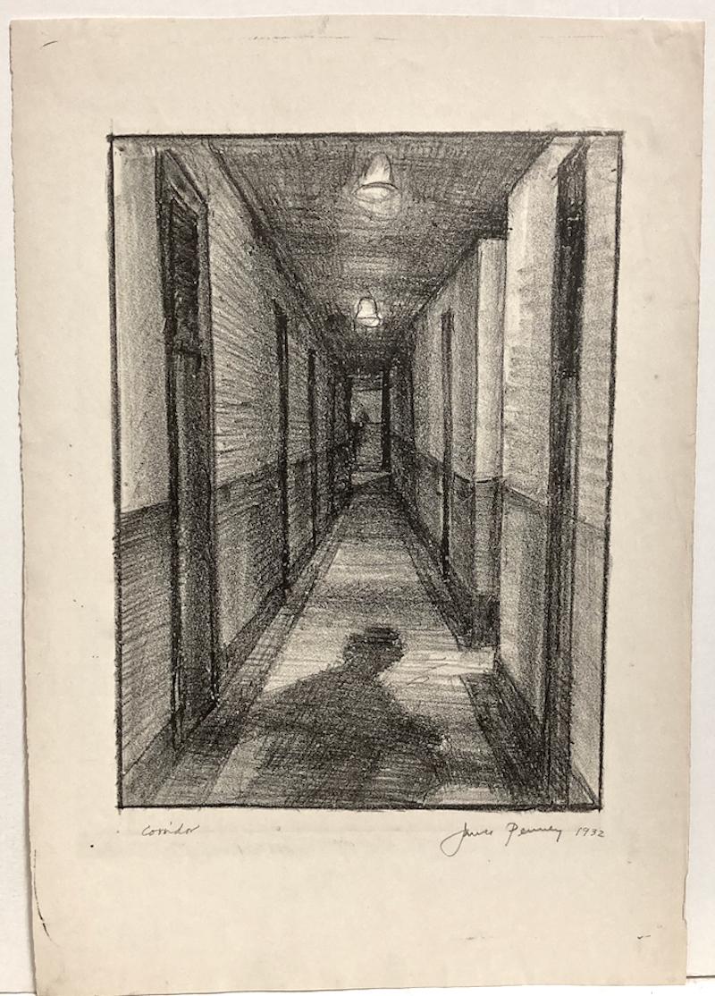 scary hallway drawing