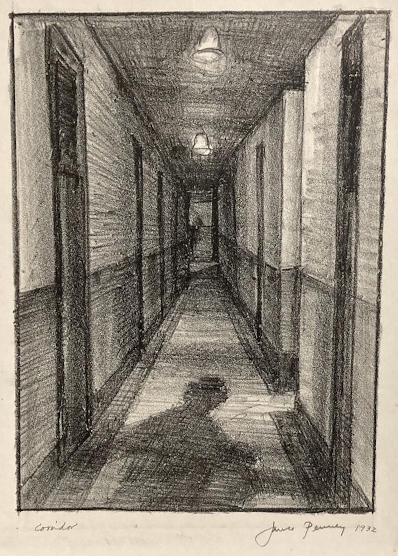 scary hallway drawing