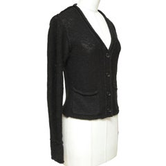 JAMES PERSE Schwarzer Strickpullover mit langen Ärmeln aus Leinen und Baumwolle Gr. 0 $350