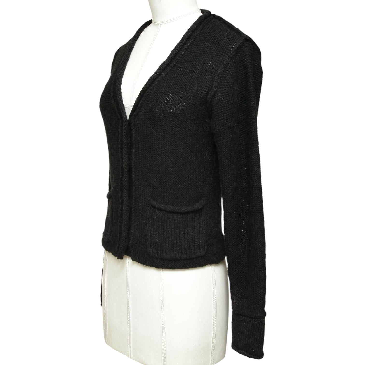 Women's JAMES PERSE Black Cardigan Knit Sweater Top Long Sleeve Linen Cotton Sz 0 $350 For Sale