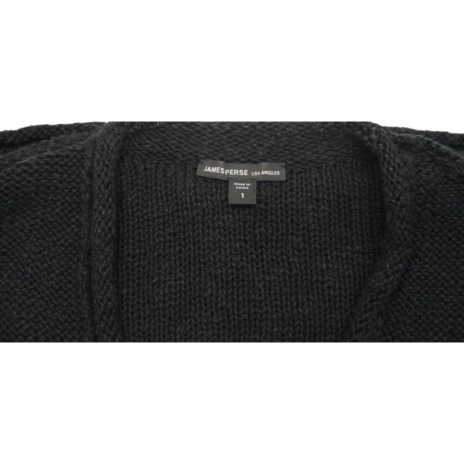 JAMES PERSE Black Cardigan Knit Sweater Top Long Sleeve Linen Cotton Sz 0 $350 For Sale 2