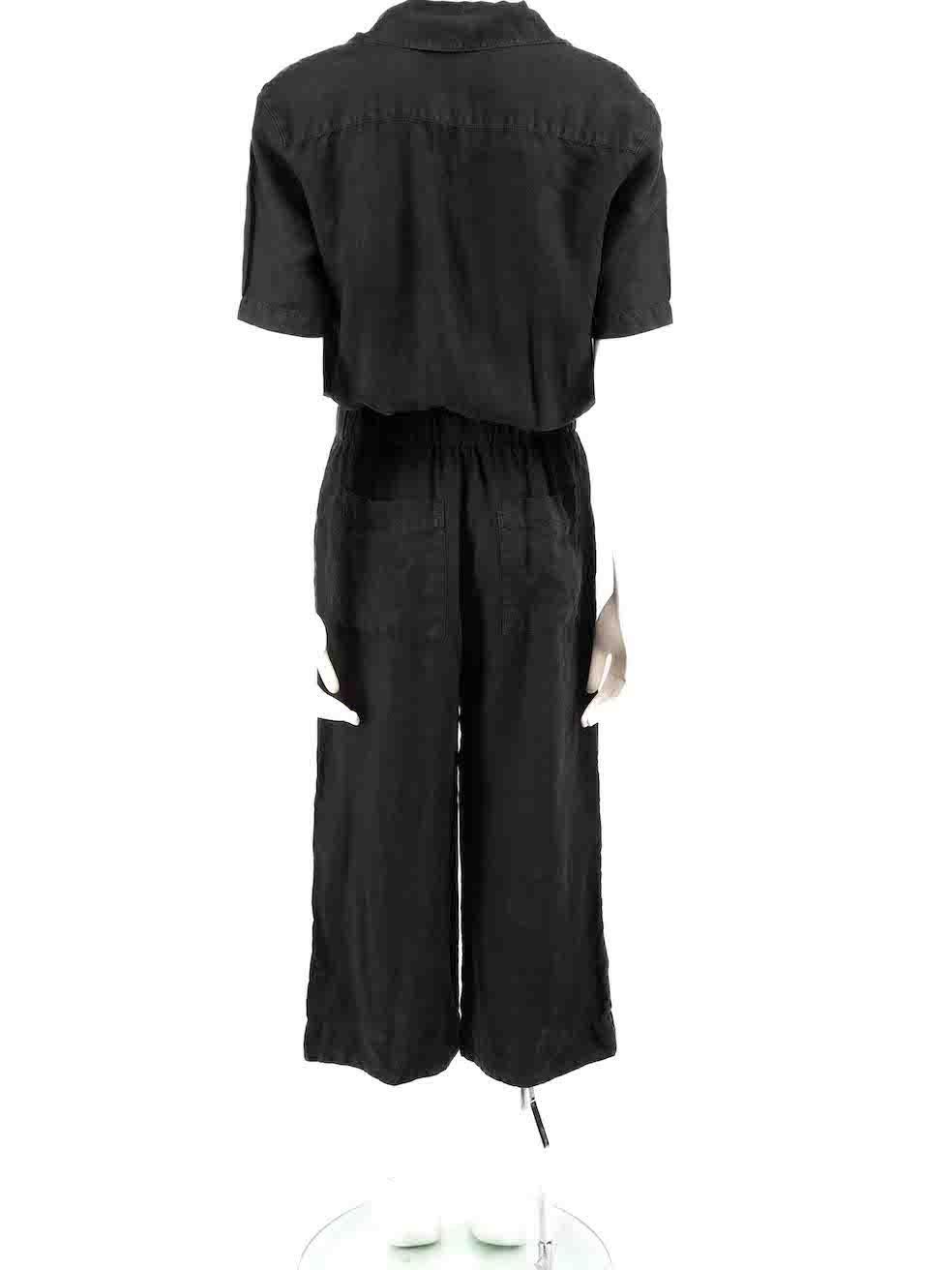 James Perse Black Linen Buttoned Up Jumpsuit Size XS In Good Condition For Sale In London, GB