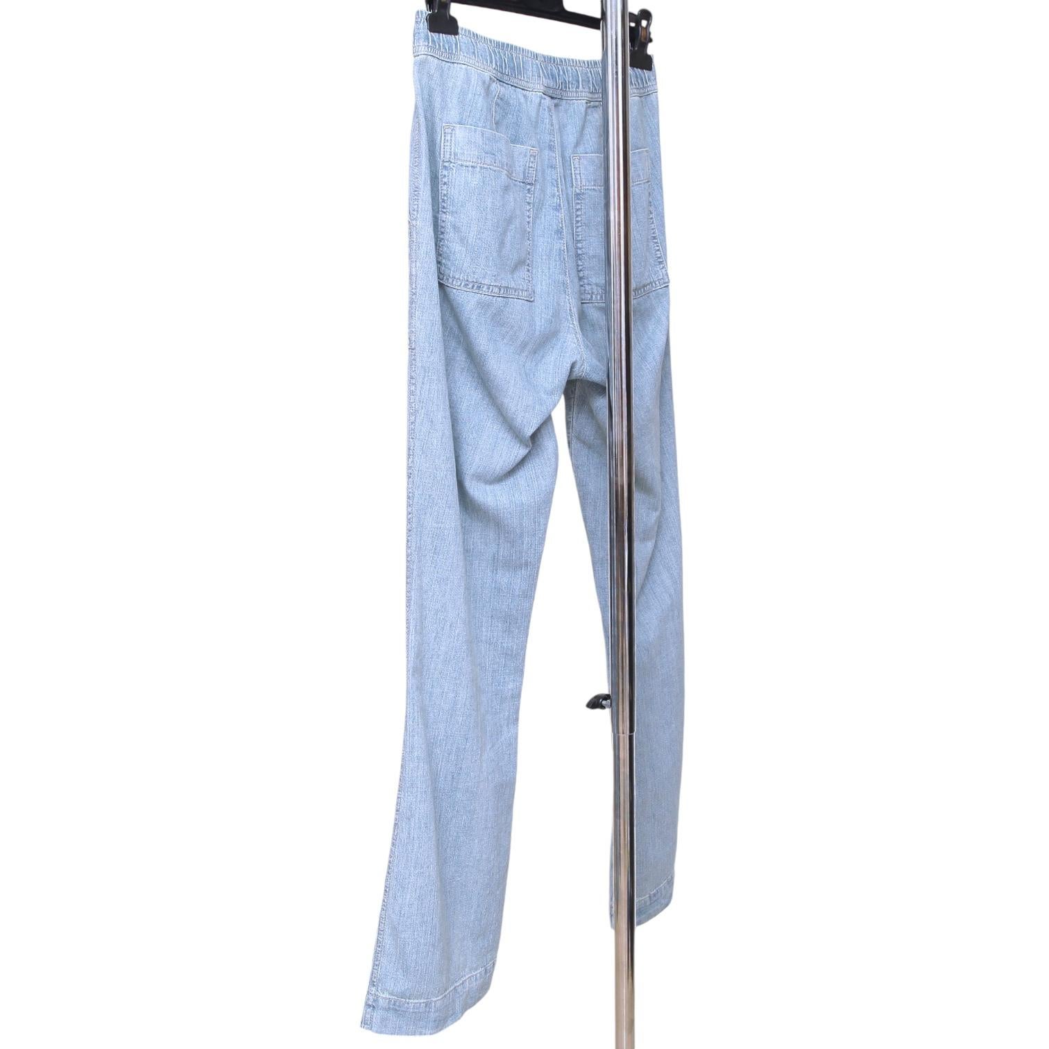 JAMES PERSE Blue Jeans Denim Pants BLEACH WASH Pull On Elastic Waistband Sz 0 In Excellent Condition In Hollywood, FL