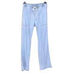 JAMES PERSE Blue Jeans Denim Pants BLEACH WASH Pull On Elastic Waistband Sz 0