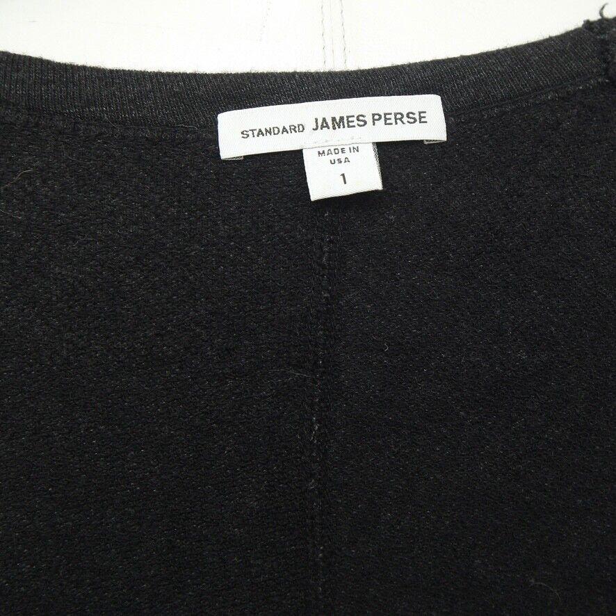 Donna JAMES PERSE Dress Shirt Grey Charcoal Scoop Neck 3/4 Sleeve Cotton Blend Sz 1 in vendita