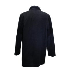 James Perse Gray Wool Black Ribbed Trench Coat Shirt