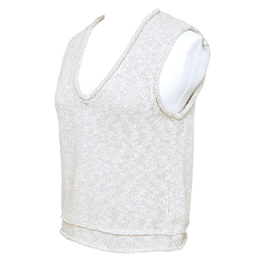 JAMES PERSE Knit Vest Sweater Top V Neck Sleeveless Tank NATURAL Beige Sz 0 $250 In condizioni ottime in vendita a Hollywood, FL