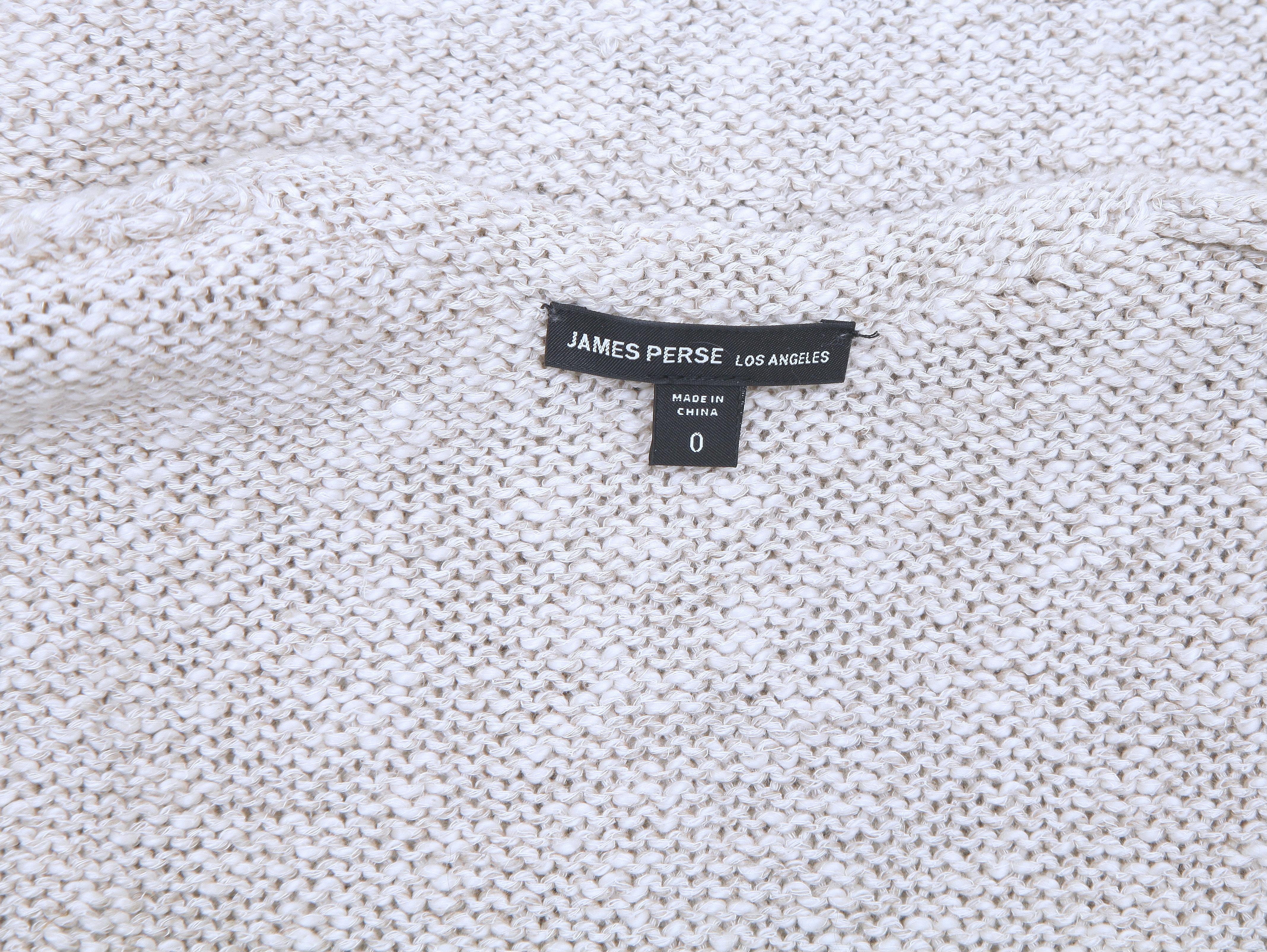JAMES PERSE Knit Vest Sweater Top V Neck Sleeveless Tank NATURAL Beige Sz 0 $250 in vendita 1