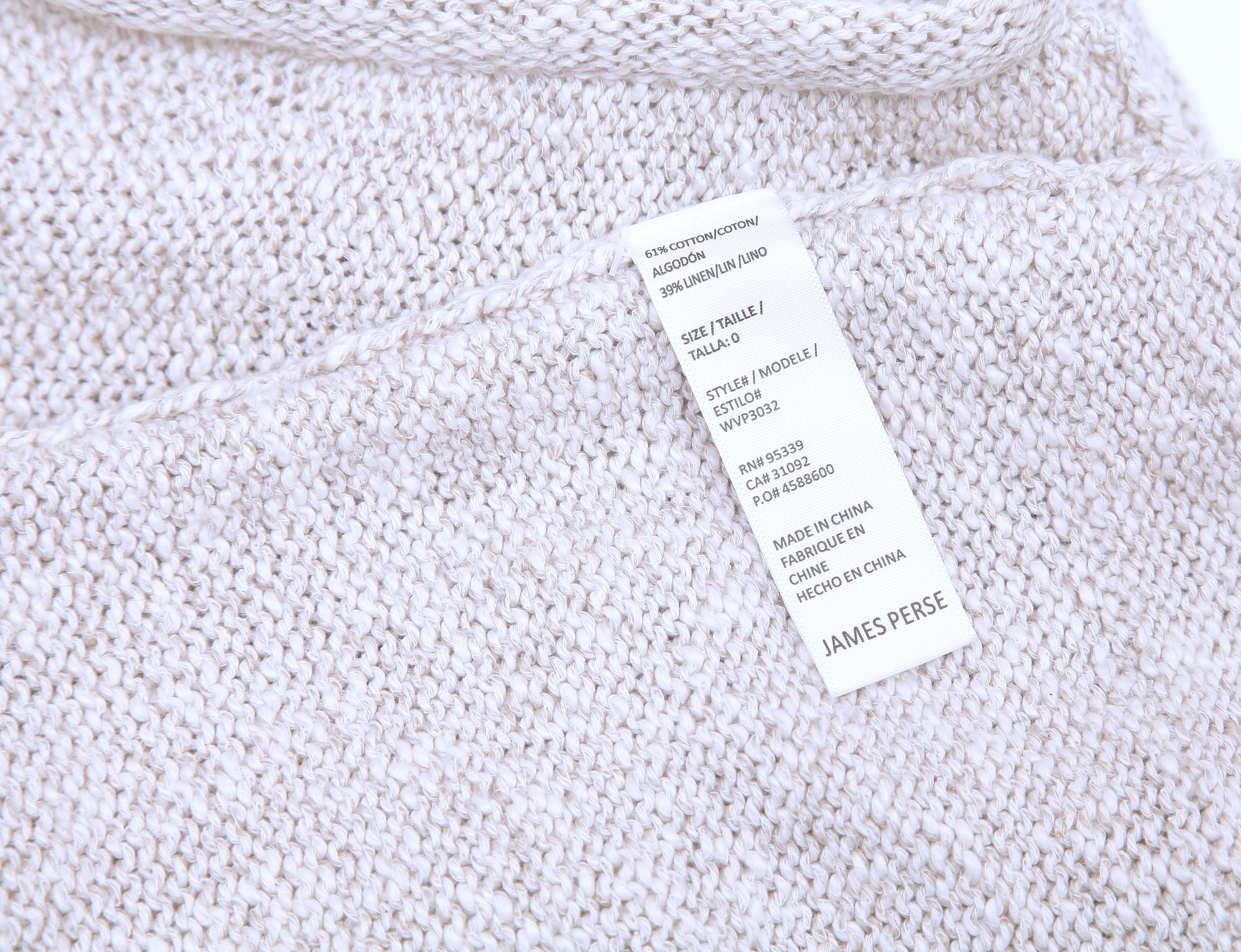 JAMES PERSE Knit Vest Sweater Top V Neck Sleeveless Tank NATURAL Beige Sz 0 $250 in vendita 2