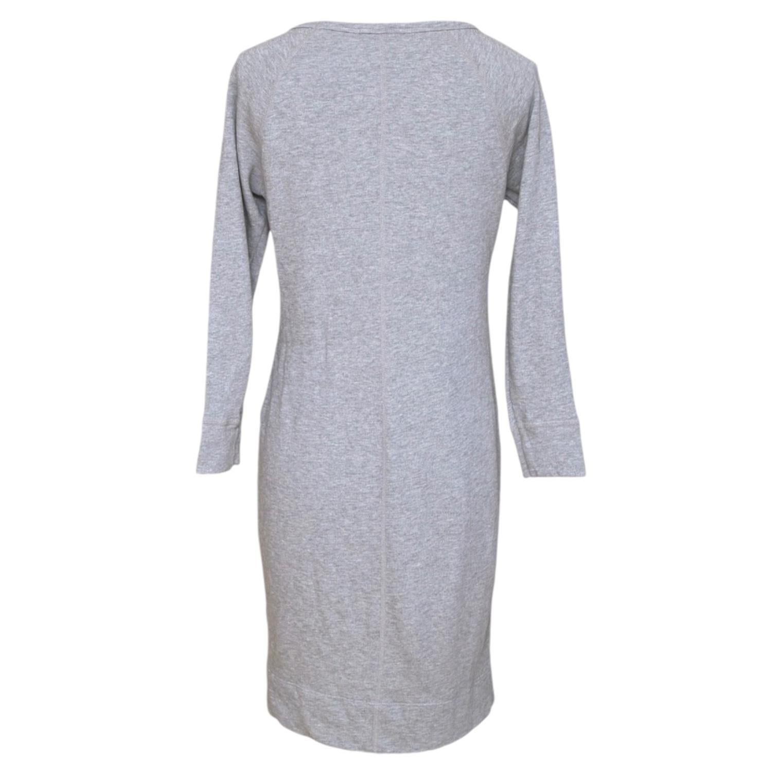 JAMES PERSE Shirt Dress Grey Scoop Neck 3/4 Sleeve Cotton Sz 1 In Good Condition For Sale In Hollywood, FL