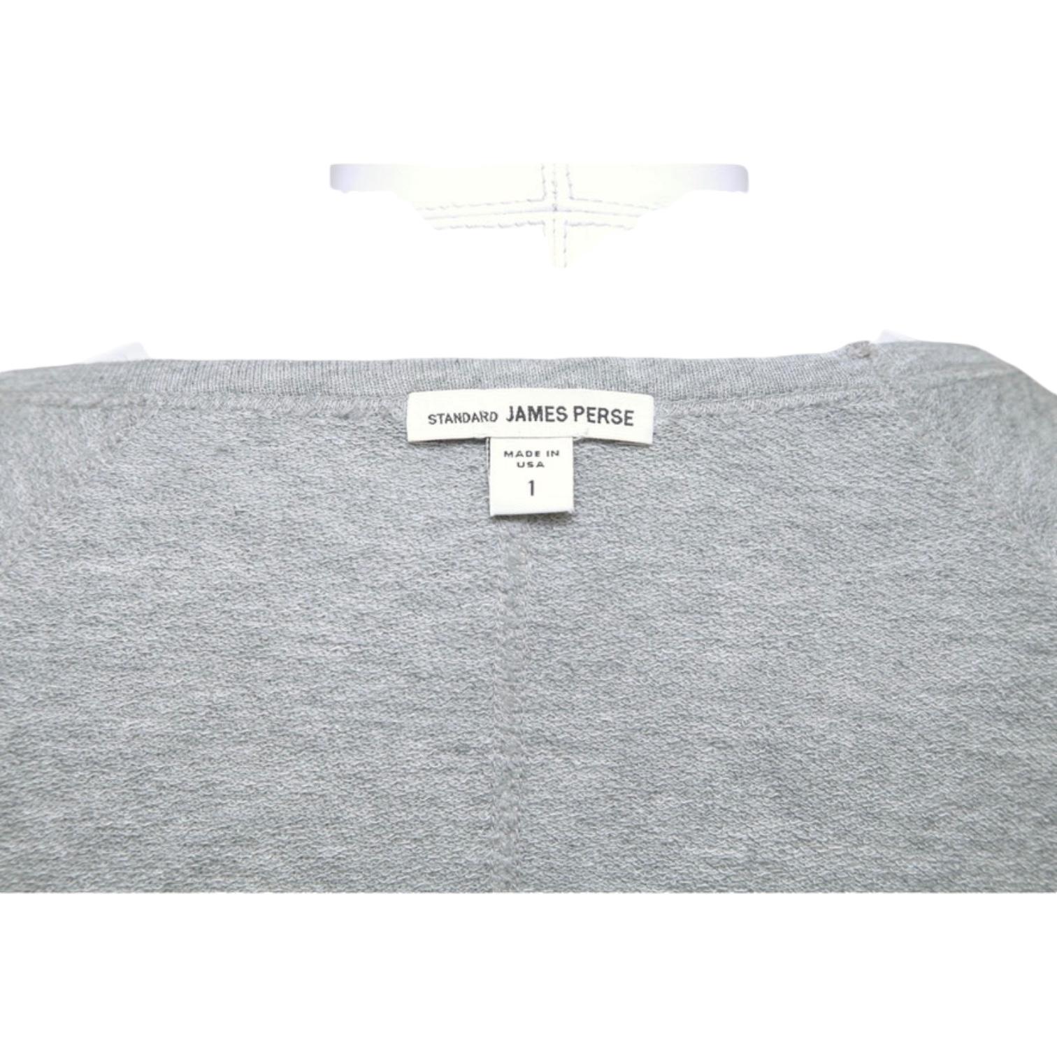 JAMES PERSE Shirt Dress Grey Scoop Neck 3/4 Sleeve Cotton Sz 1 For Sale 1