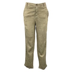 JAMES PERSE Size 33 Olive Linen Button Fly Casual Pants