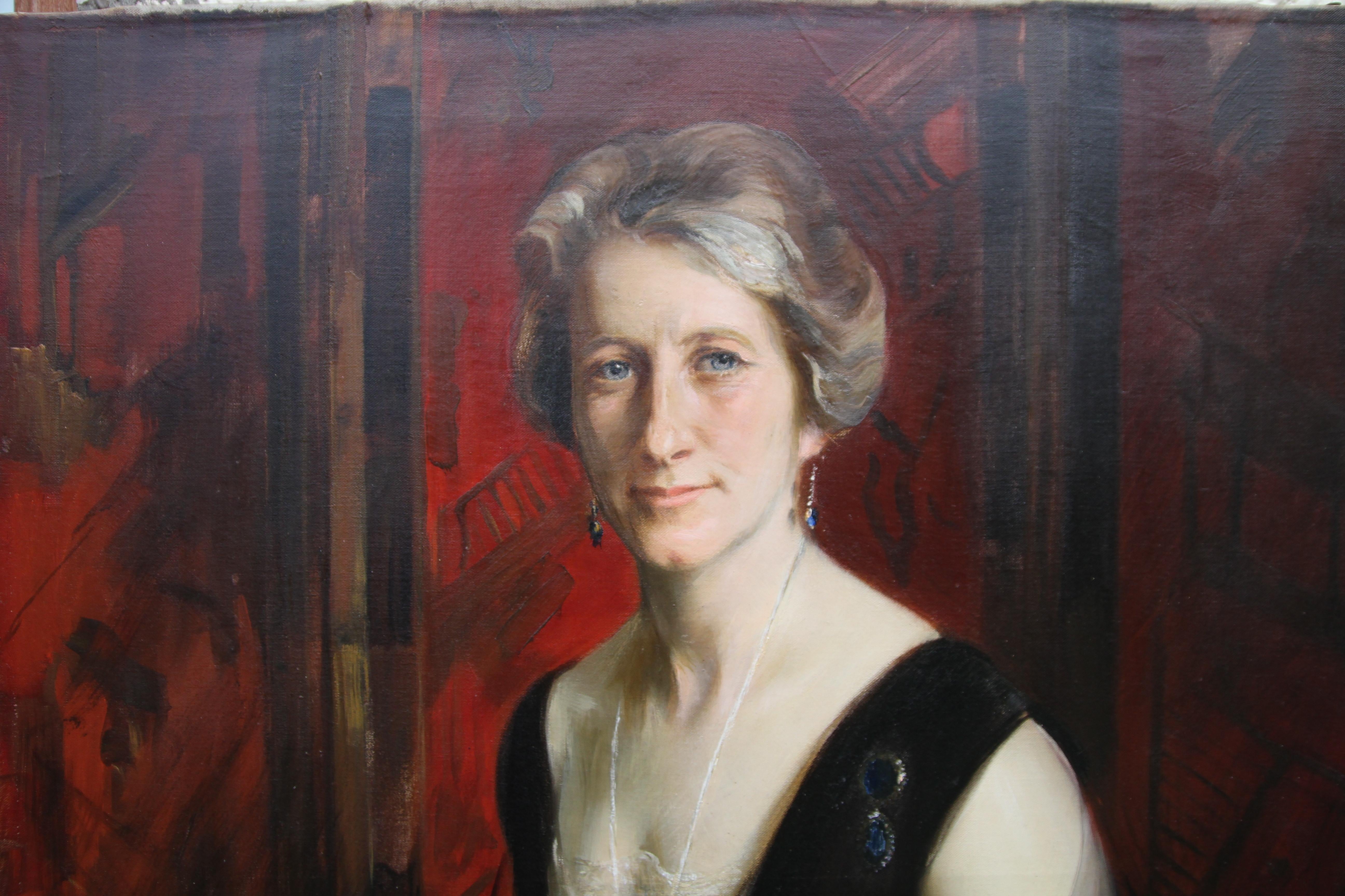 Ein atemberaubendes Porträt-Ölgemälde von Violet Ann Gilbert, das 1929 von James Peter Quinn gemalt und im Pariser Salon desselben Jahres ausgestellt wurde. Ein schönes Porträt einer jungen Frau aus den zwanziger Jahren. In ausgezeichnetem Zustand