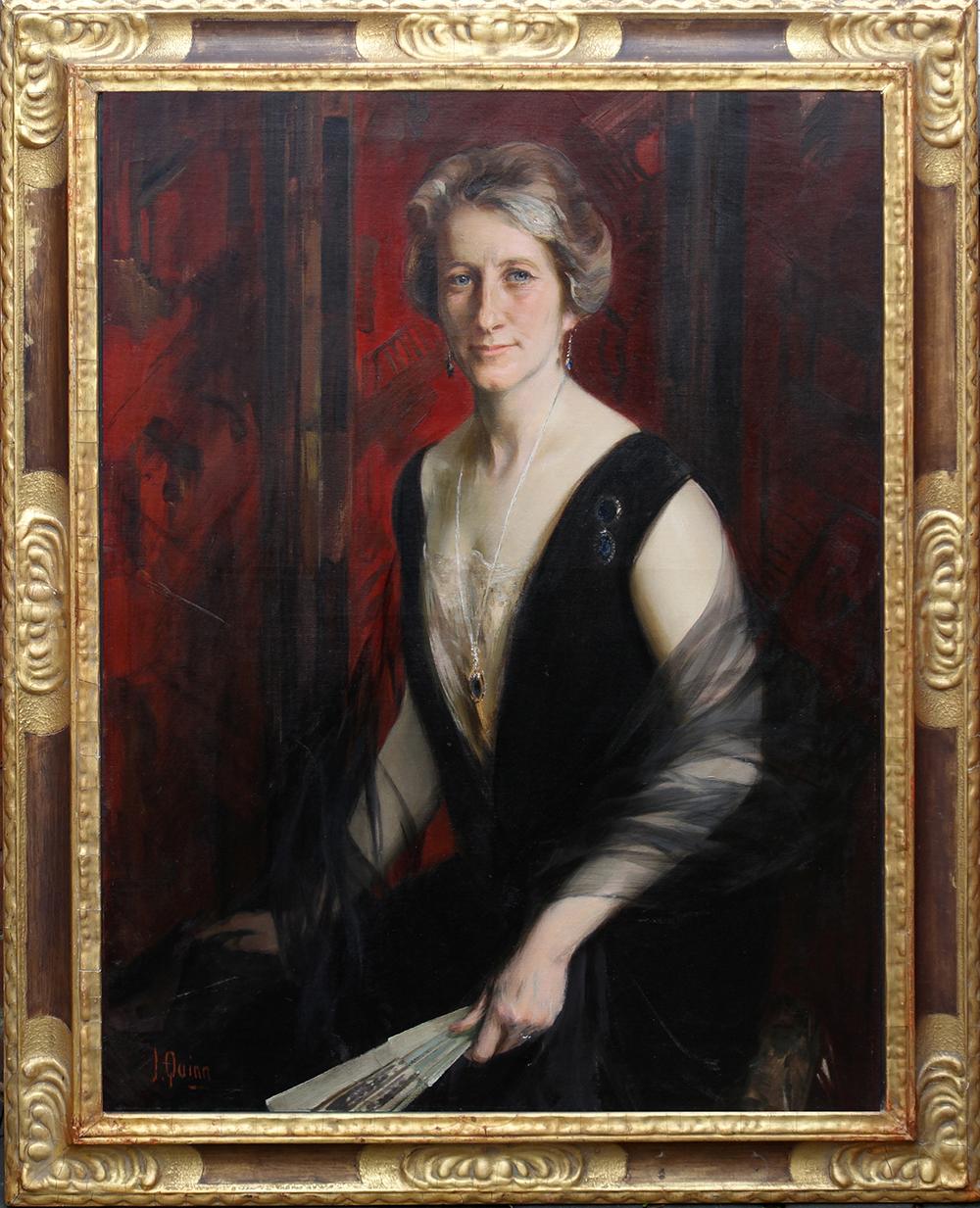 James Peter Quinn Interior Painting - Portrait of Violet Ann Gilbert - British 1920s art oil painting exh Paris Salon